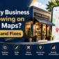 Why is my business not showing on Google Maps? Illustration of a missing business listing with nine common Google Business Profile visibility issues